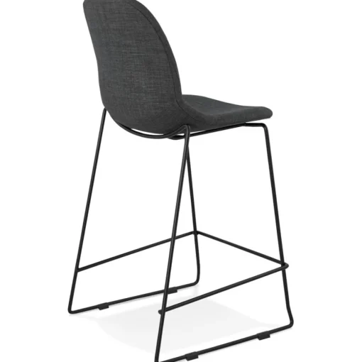 Tabouret snack mi-hauteur 'EKTOR MINI' en tissu gris foncé empilable