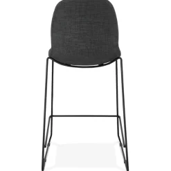 Tabouret snack mi-hauteur 'EKTOR MINI' en tissu gris foncé empilable