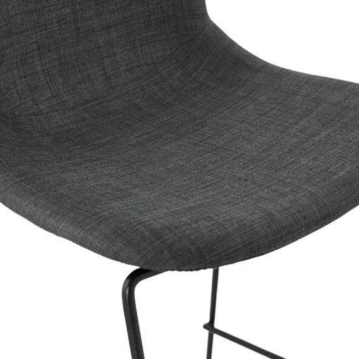 Tabouret snack mi-hauteur 'EKTOR MINI' en tissu gris foncé empilable