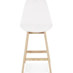 Tabouret snack mi-hauteur 'SANDRA MINI' en tissu bouloché blanc style scandinave