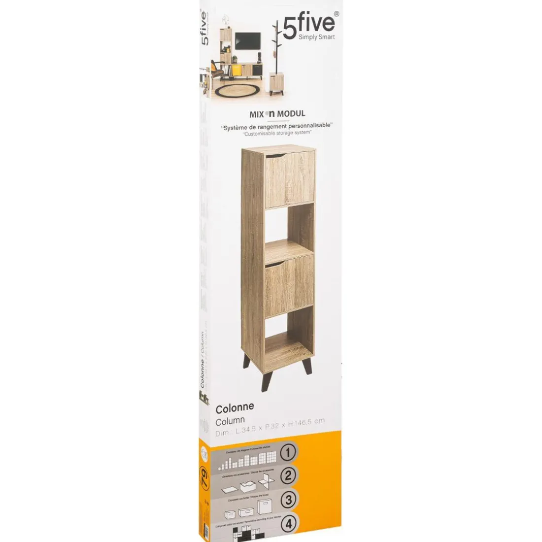 Étagère 4 Cases H Mix Nature Pied