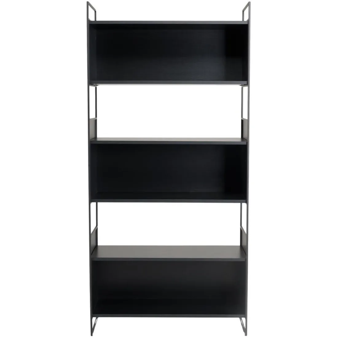 Étagère 3 niches 3 niveaux Noir piètement métal