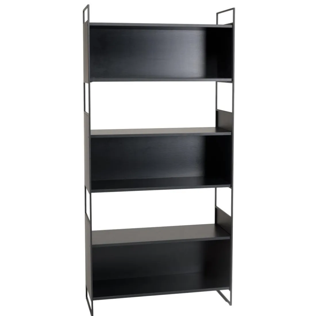 Étagère 3 niches 3 niveaux Noir piètement métal