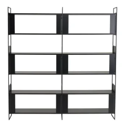 Étagère 6 niches 3 niveaux Noir piètement métal