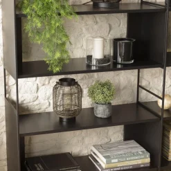 Étagère 6 niches 3 niveaux Noir piètement métal