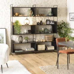 Étagère 6 niches 3 niveaux Noir piètement métal