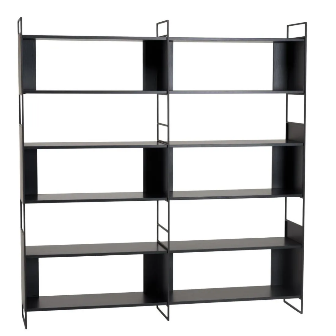 Étagère 6 niches 3 niveaux Noir piètement métal