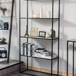 Étagère 4 niveaux en Métal et en Bois Style Industriel