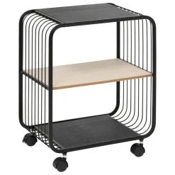 Étagère 2 niveaux en métal et bois noir