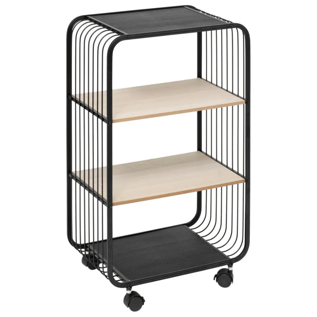 Étagère 3 niveaux en métal et bois beige