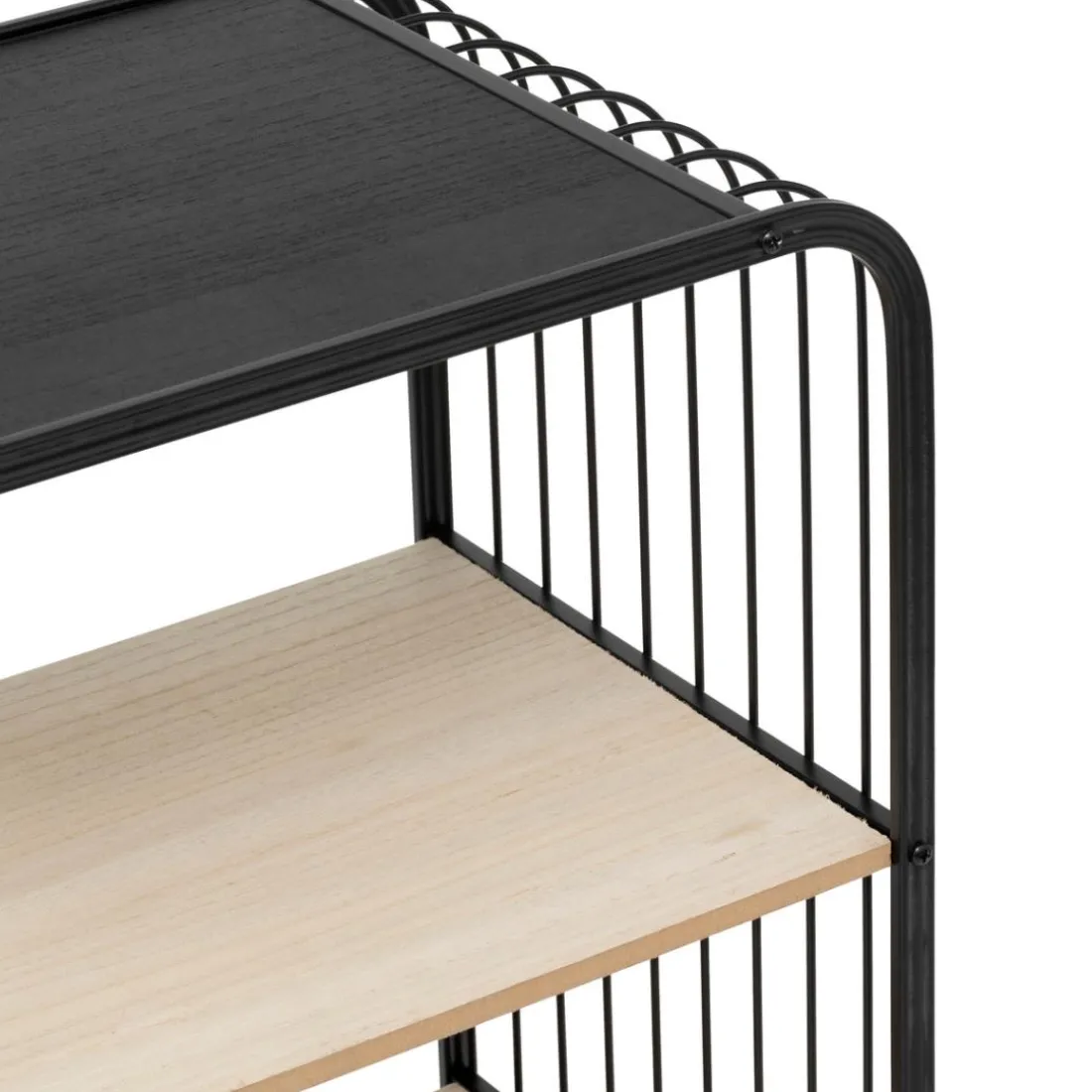 Étagère 3 niveaux en métal et bois beige