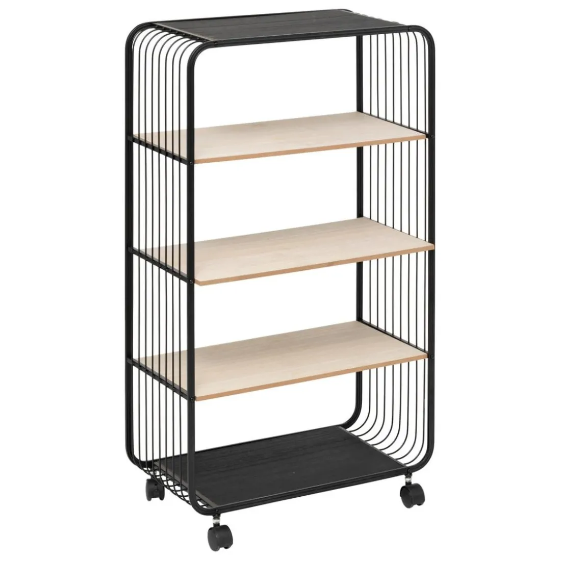 Étagère 4 niveaux en métal et bois noir
