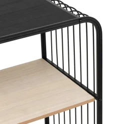 Étagère 4 niveaux en métal et bois noir