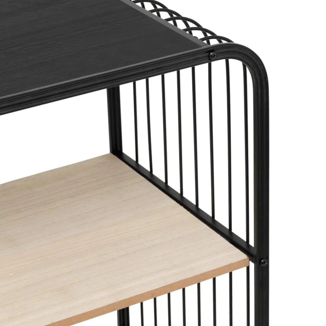 Étagère 4 niveaux en métal et bois noir