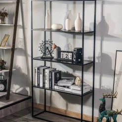 Étagère 4 niveaux en métal noir Style Industriel