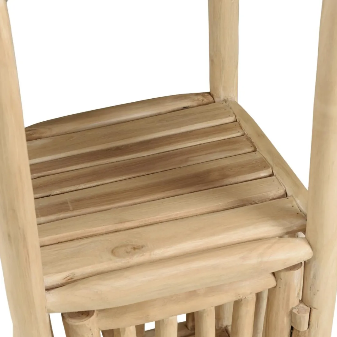 Étagère 2 niveaux et 1 porte en branches de teck naturel WILL Beige