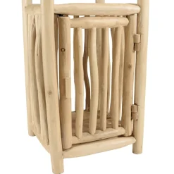 Étagère 2 niveaux et 1 porte en branches de teck naturel WILL Beige
