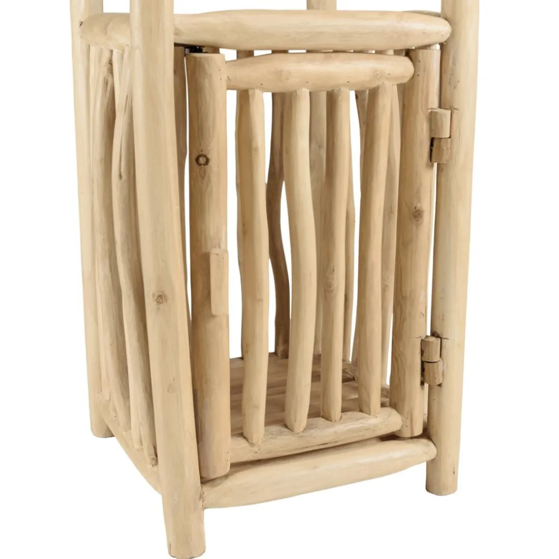 Étagère 2 niveaux et 1 porte en branches de teck naturel WILL Beige