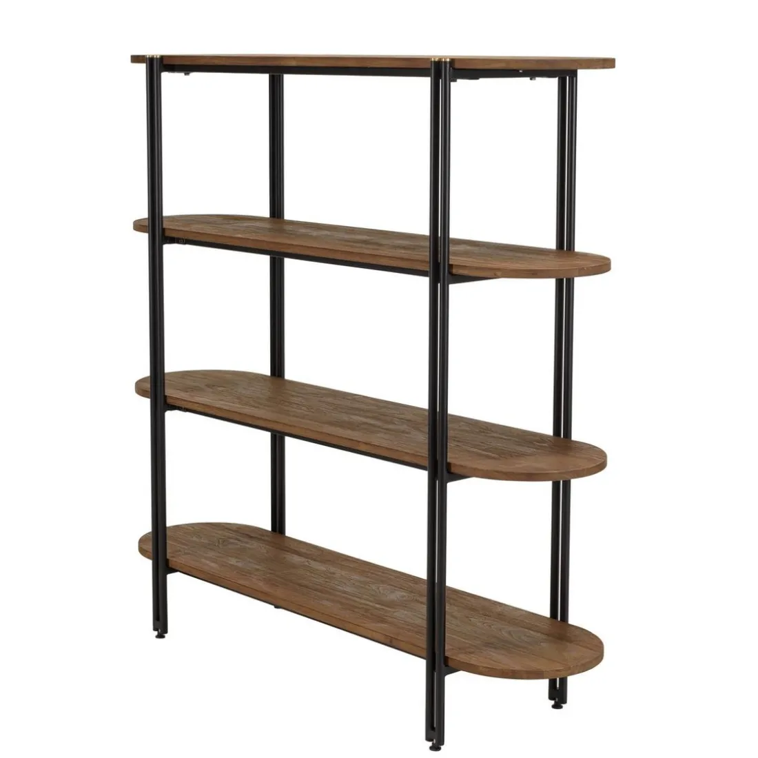 Étagère 4 niveaux open space en teck recyclé coins arrondis