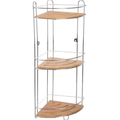 Étagère 3 plateaux métal et bambou