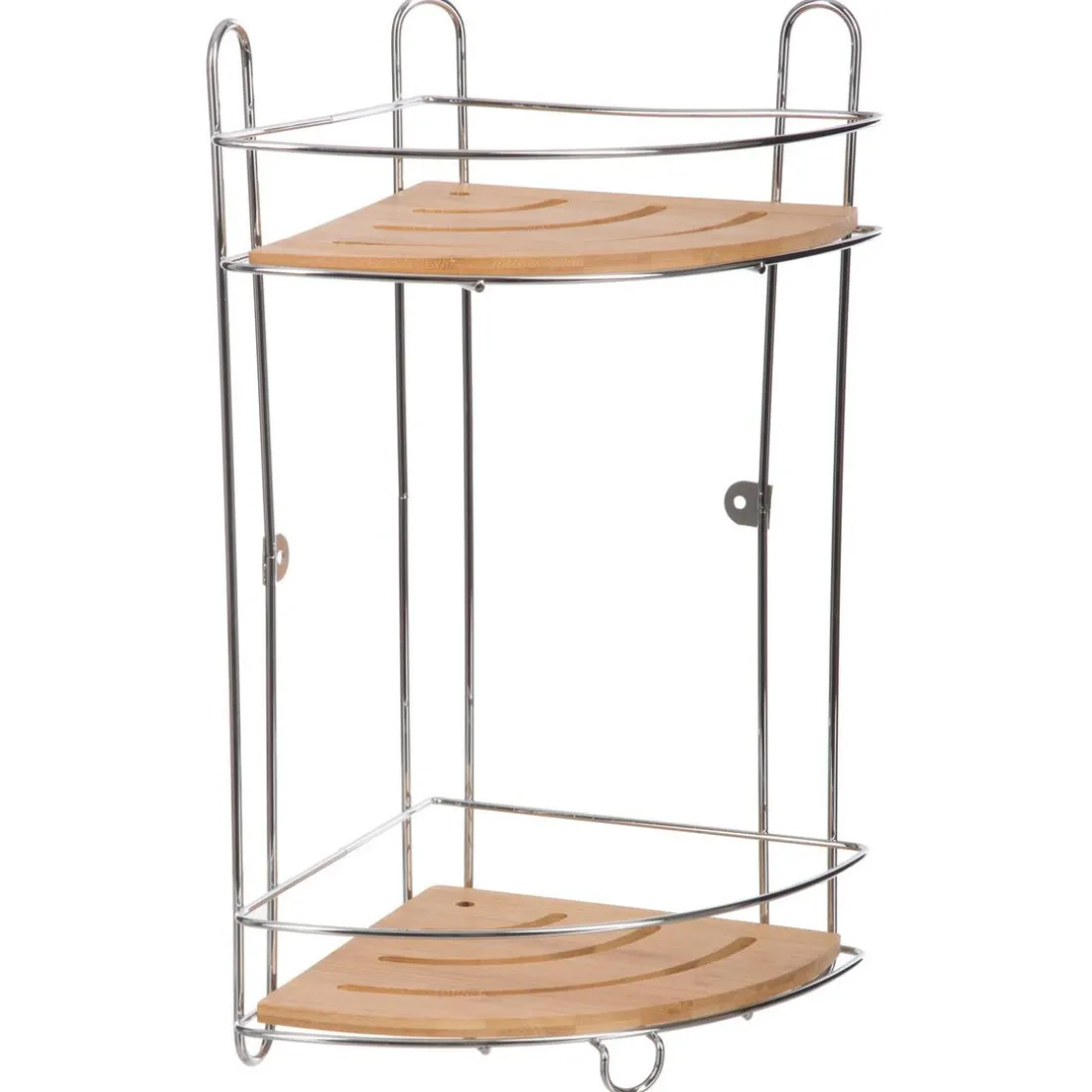 Étagère 2 plateaux métal et bambou