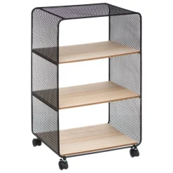 Étagère à roulettes 3 cases noir