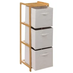 Étagère avec 3 paniers en bambou marron