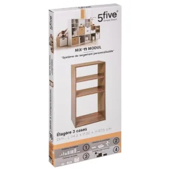 Étagère Bois 2 + 1 Cases Mix Naturel