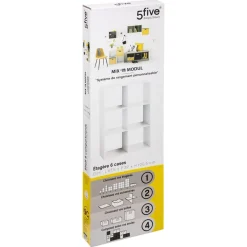 Étagère bois 6 cases mix blanc