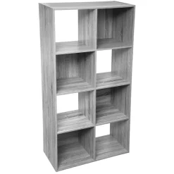 Étagère Bois 8 Cases Mix Gris