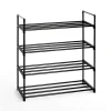 étagère chaussures en tube d'acier laqué noir,