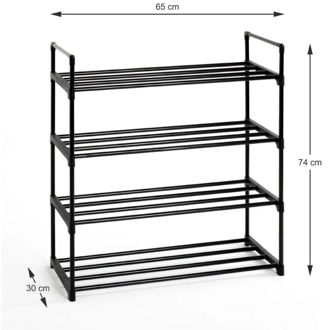 étagère chaussures en tube d'acier laqué noir,