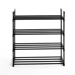 étagère chaussures en tube d'acier laqué noir,