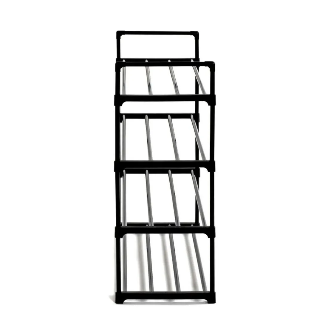 étagère chaussures en tube d'acier laqué noir,