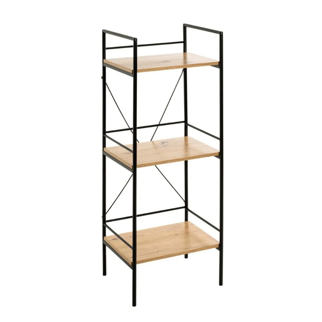 étagère chêne et métal laqué noir