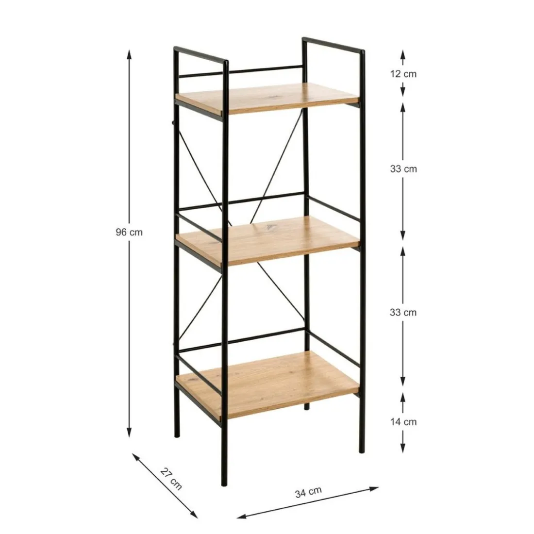 étagère chêne et métal laqué noir