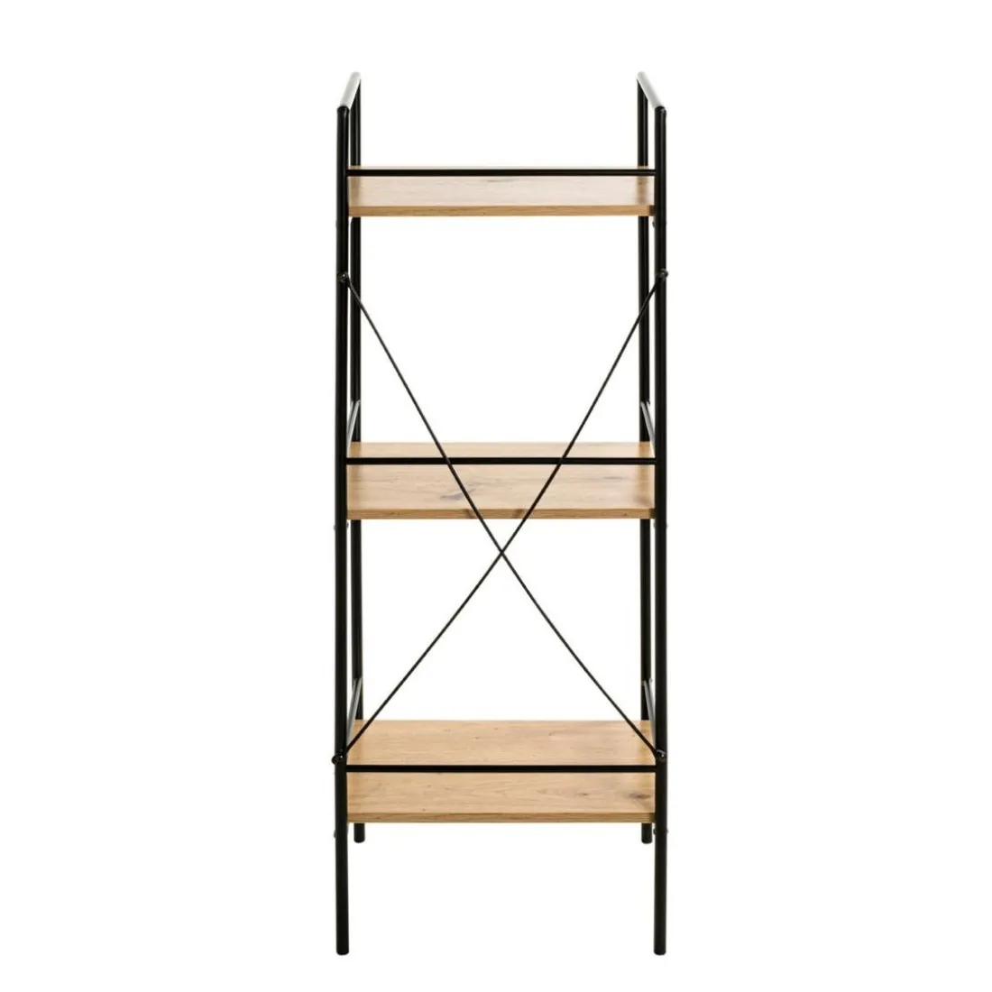 étagère chêne et métal laqué noir