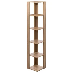 Étagère colonne d'angle effet chêne naturel beige