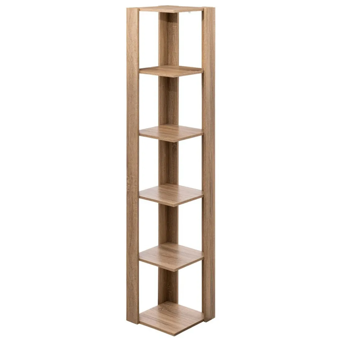 Étagère colonne d'angle effet chêne naturel beige