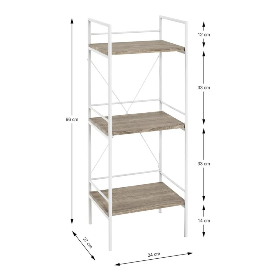 étagère en tube d'acier laqué blanc