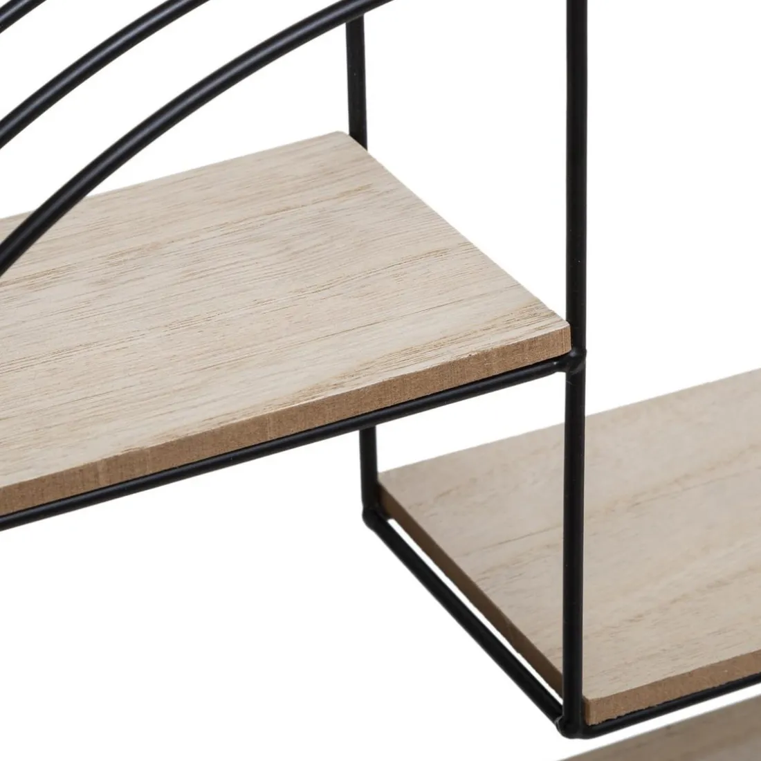 Étagère Mur Bois et Métal Rond Noir