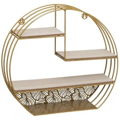Étagère Mur Bois et Métal Rond Gold