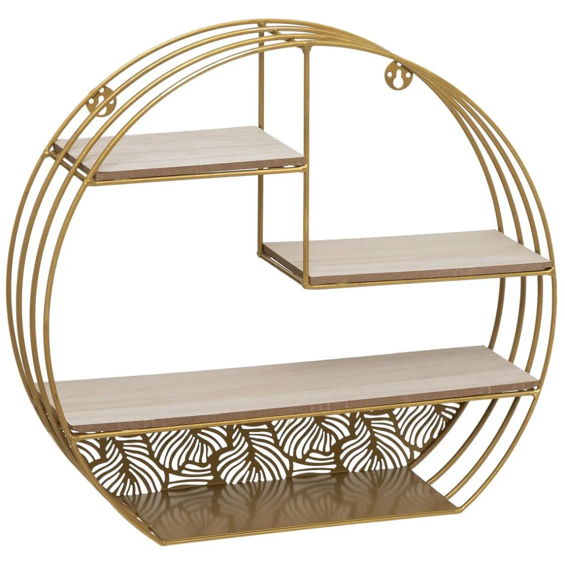 Étagère Mur Bois et Métal Rond Gold