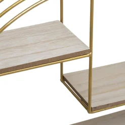 Étagère Mur Bois et Métal Rond Gold