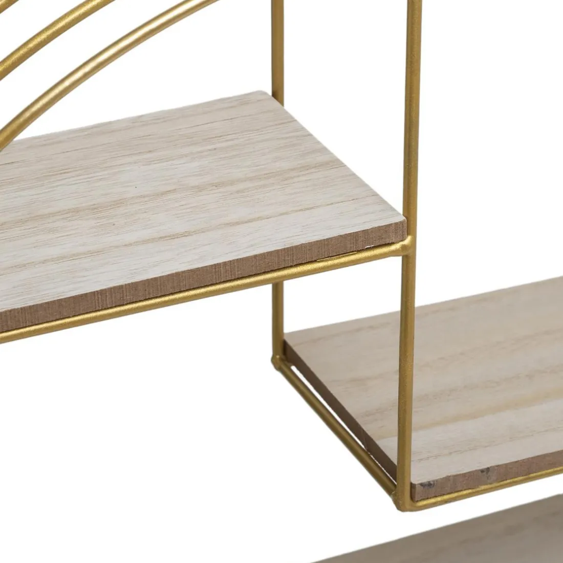 Étagère Mur Bois et Métal Rond Gold