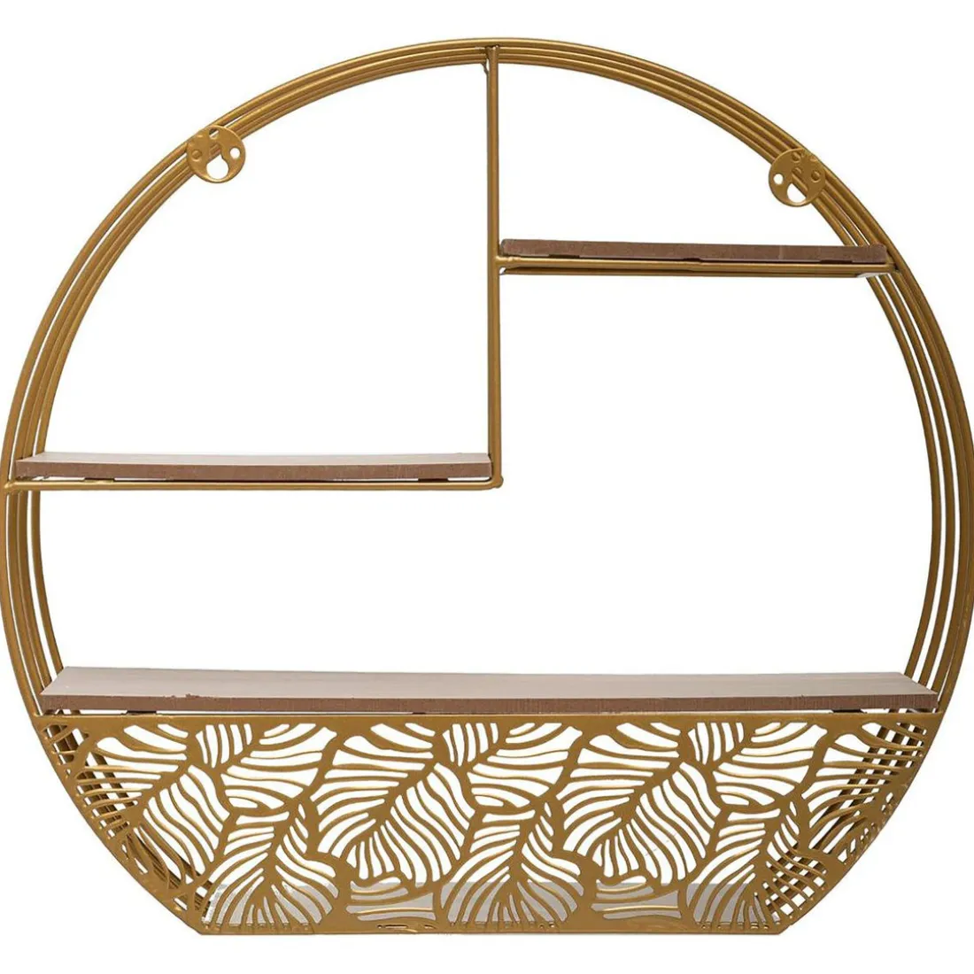Étagère Mur Bois et Métal Rond Gold