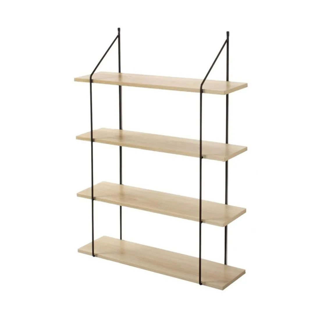Étagère Murale 4 Niveaux Décor Bois avec Support en métal