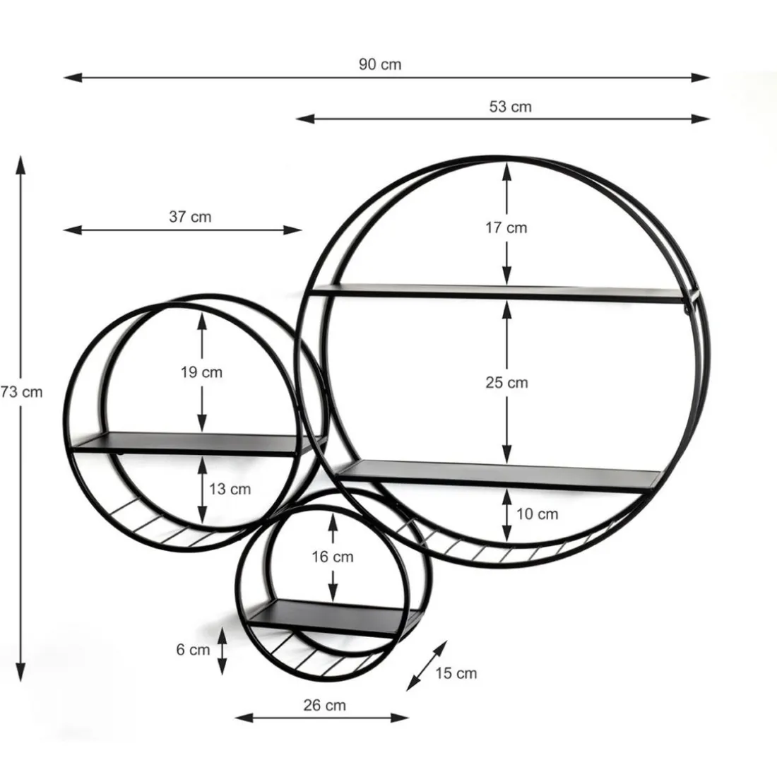 étagère murale design noir en tube d'acier laqué