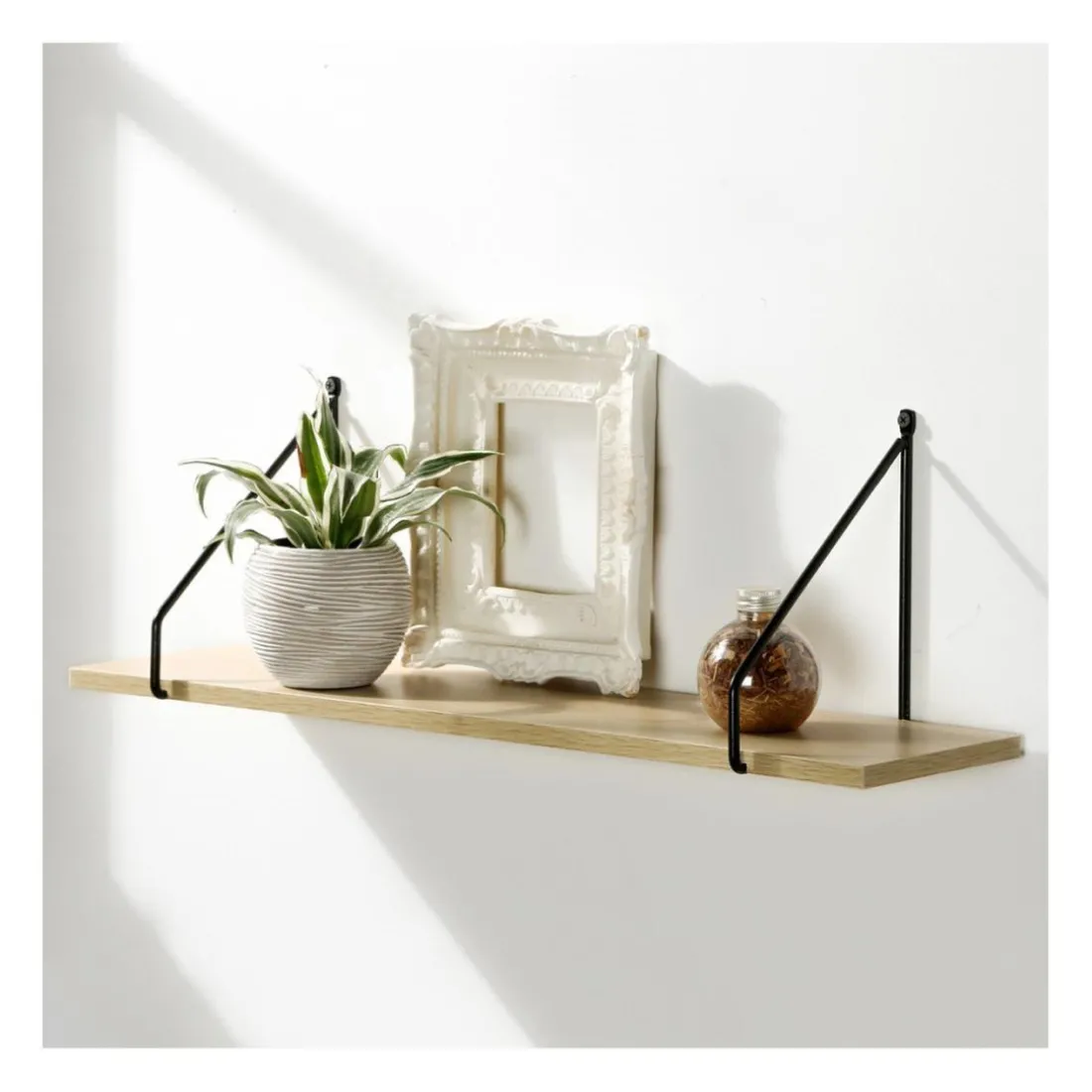 Étagère murale style industriel plateau en bois et support métal