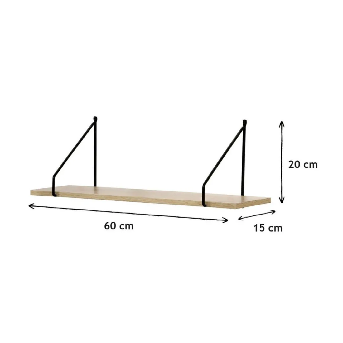 Étagère murale style industriel plateau en bois et support métal